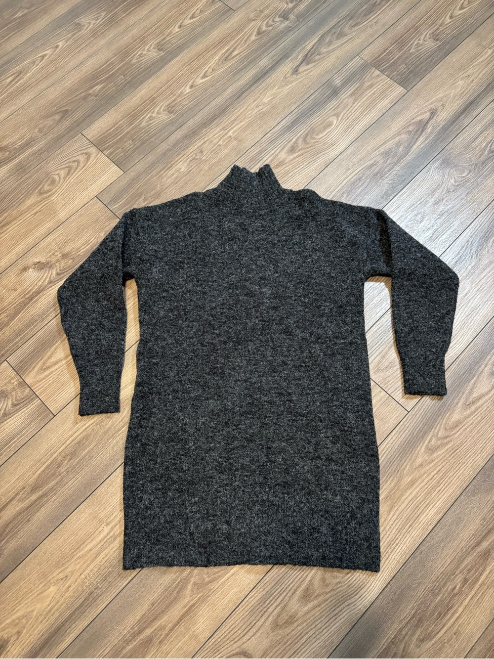 Charcoal Knit Turtleneck Sweater Dress - Women